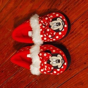 Disney Minnie Mouse Polka Dot Slippers Sz Kids S (7/8)